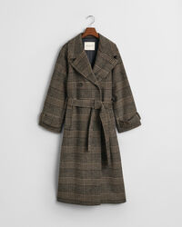 Geruite wollen trenchcoat