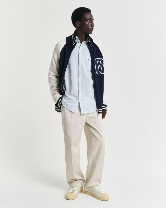 Regular Fit gestreept overhemd van katoen en linnen