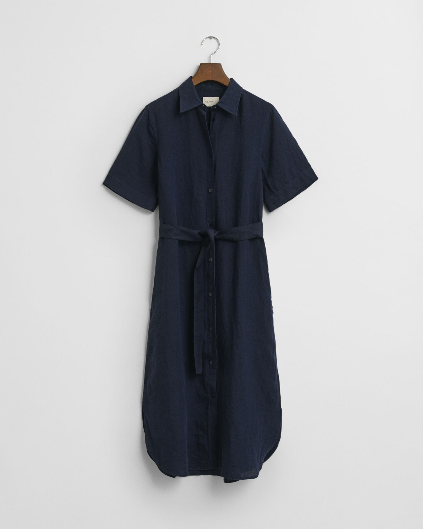 Linnen overhemdjurk met korte mouwen