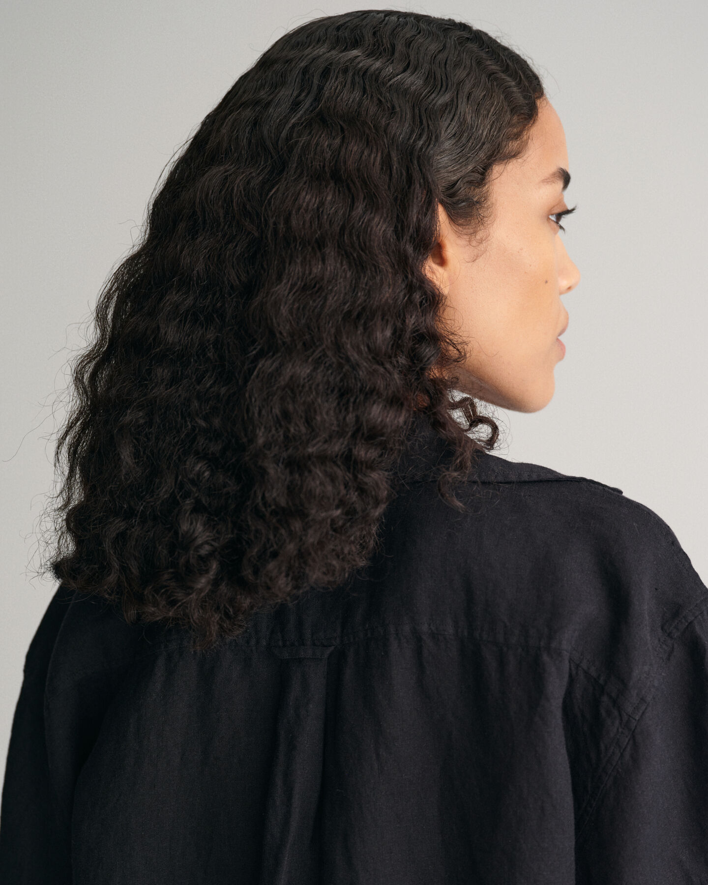 Relaxed Fit linnen Popover blouse met korte mouwen