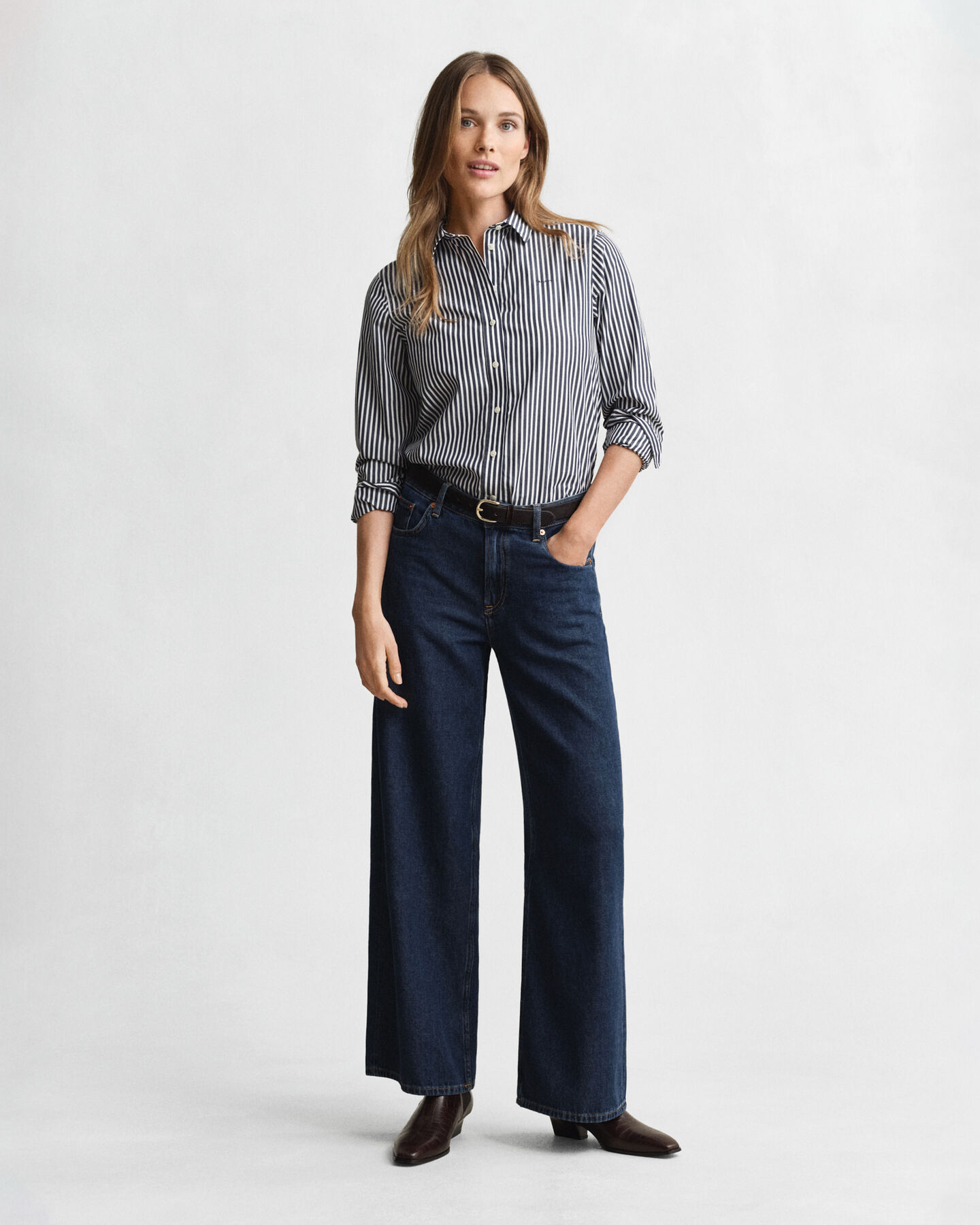 Regular Fit Classic overhemd met strepen van poplin