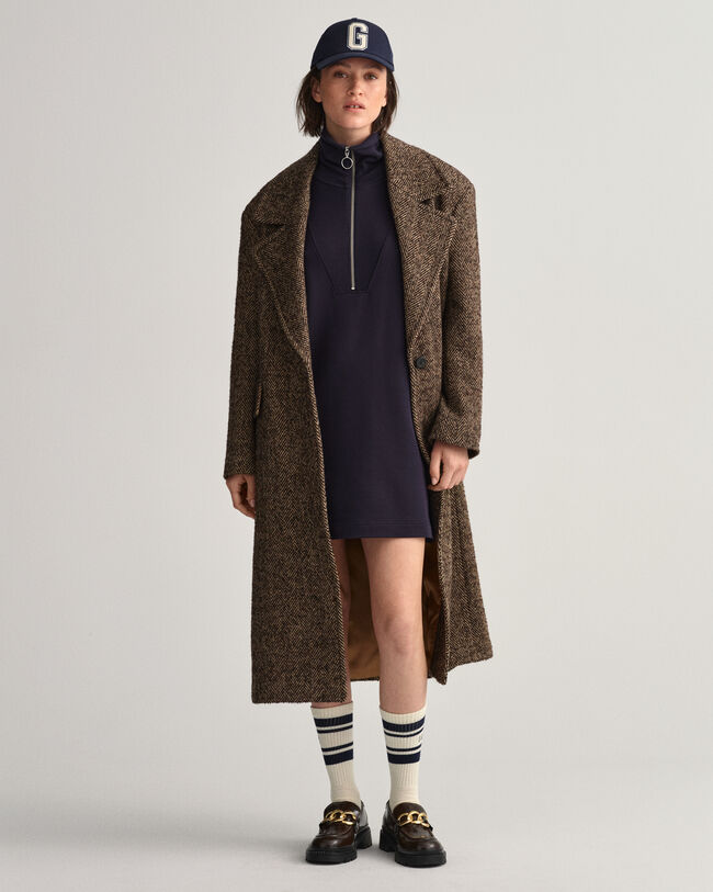 Jurk van sweatstof met korte ritssluiting