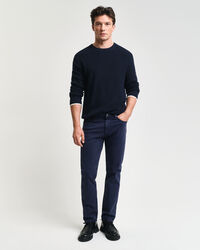 Geribde katoenen trui met ronde hals