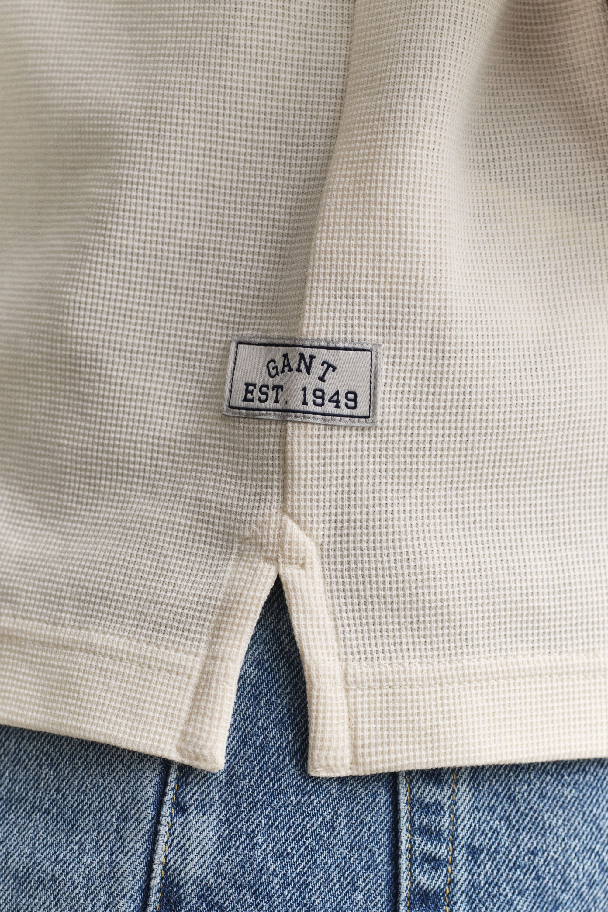 Poloshirt met gewafelde textuur