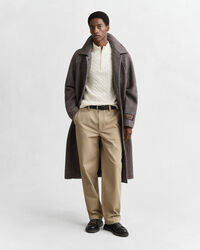 Kabelgebreide trui met korte rit van katoen