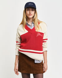 GANT Varsity sweater met V-hals van katoen