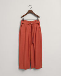 Cropped broek met wijde pijpen en ceintuur