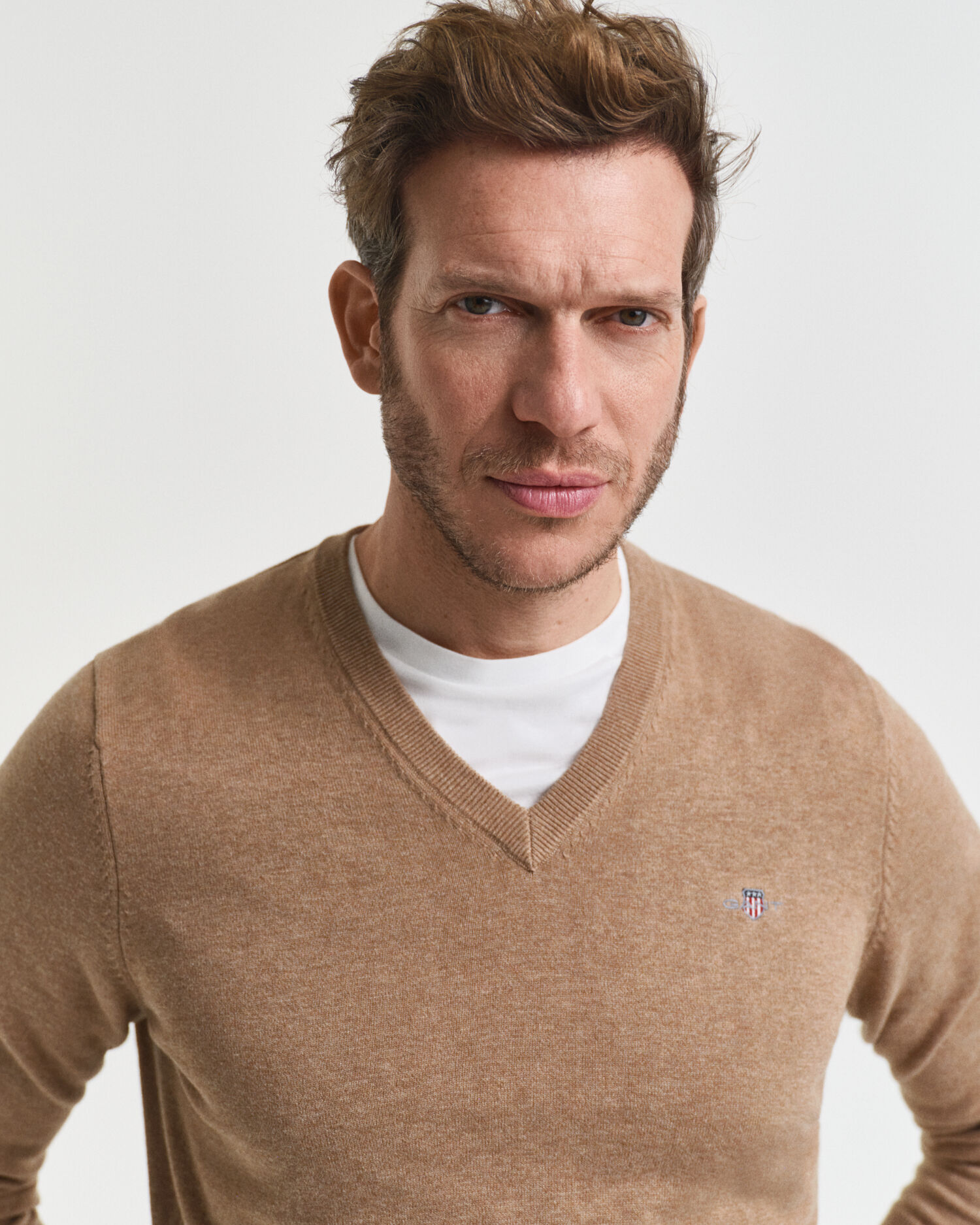 Klassieke sweater van katoen met V-hals