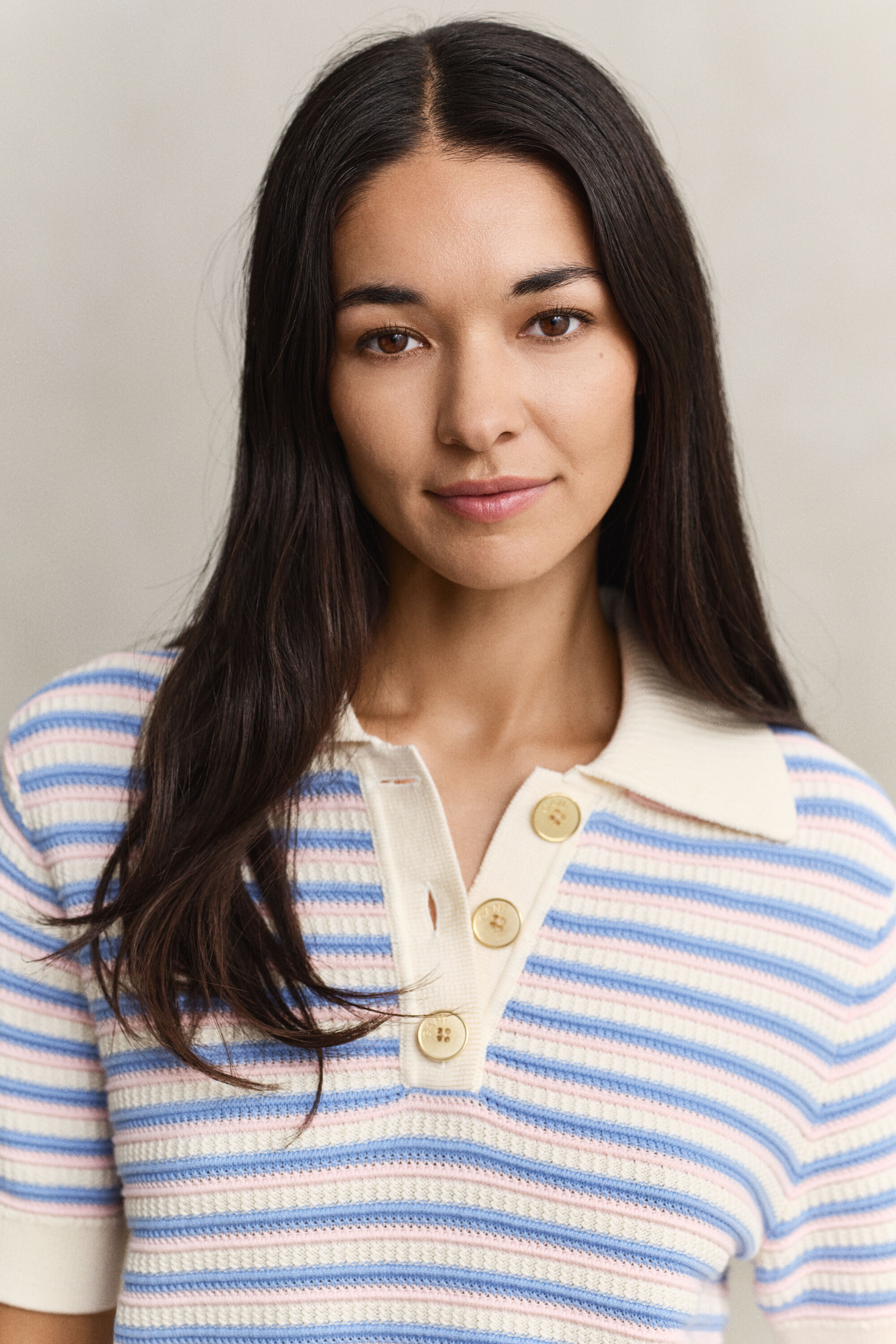 Meerkleurig gestreept T-shirt met textuur