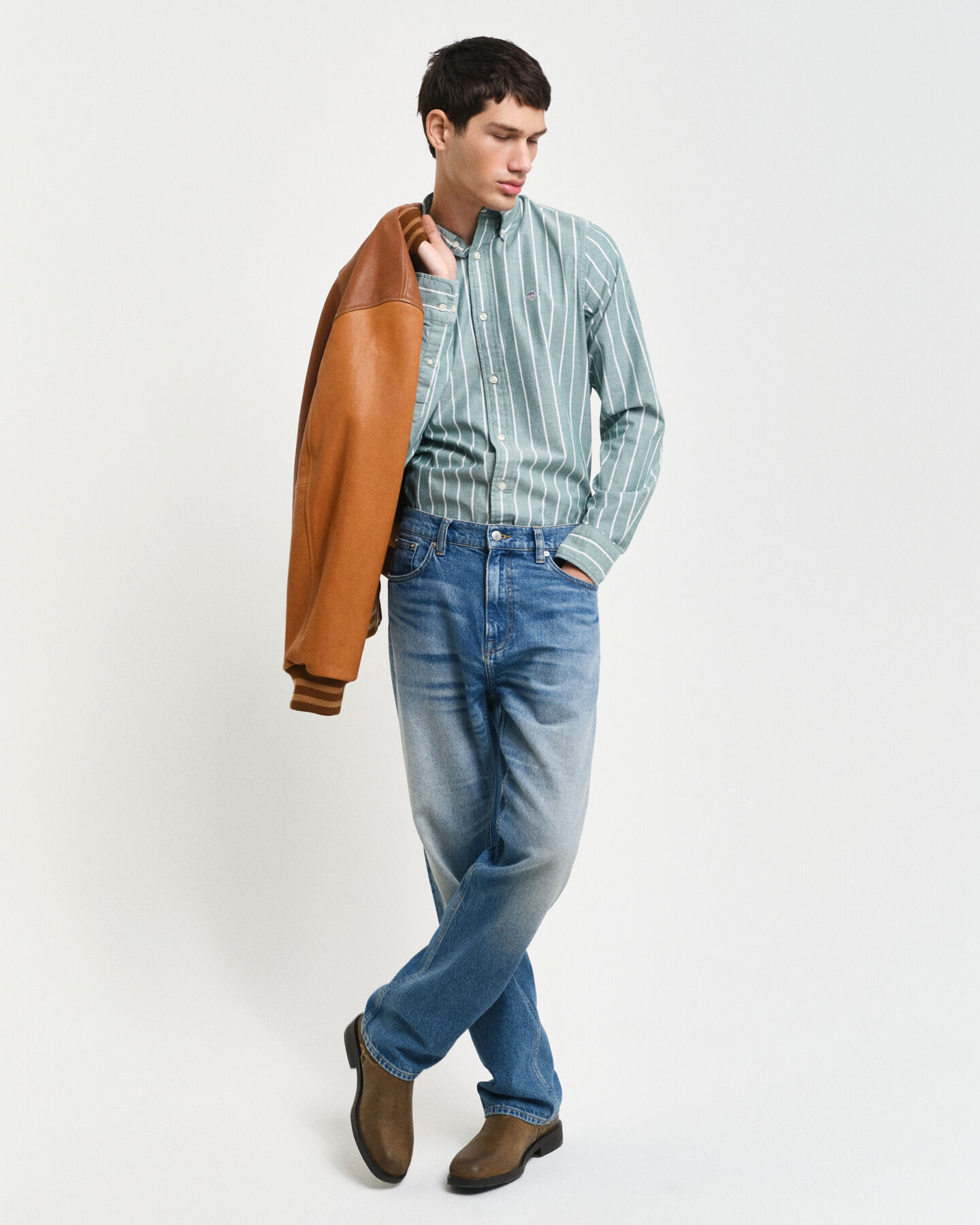 Slim Fit gestreept Oxford-overhemd met stretch