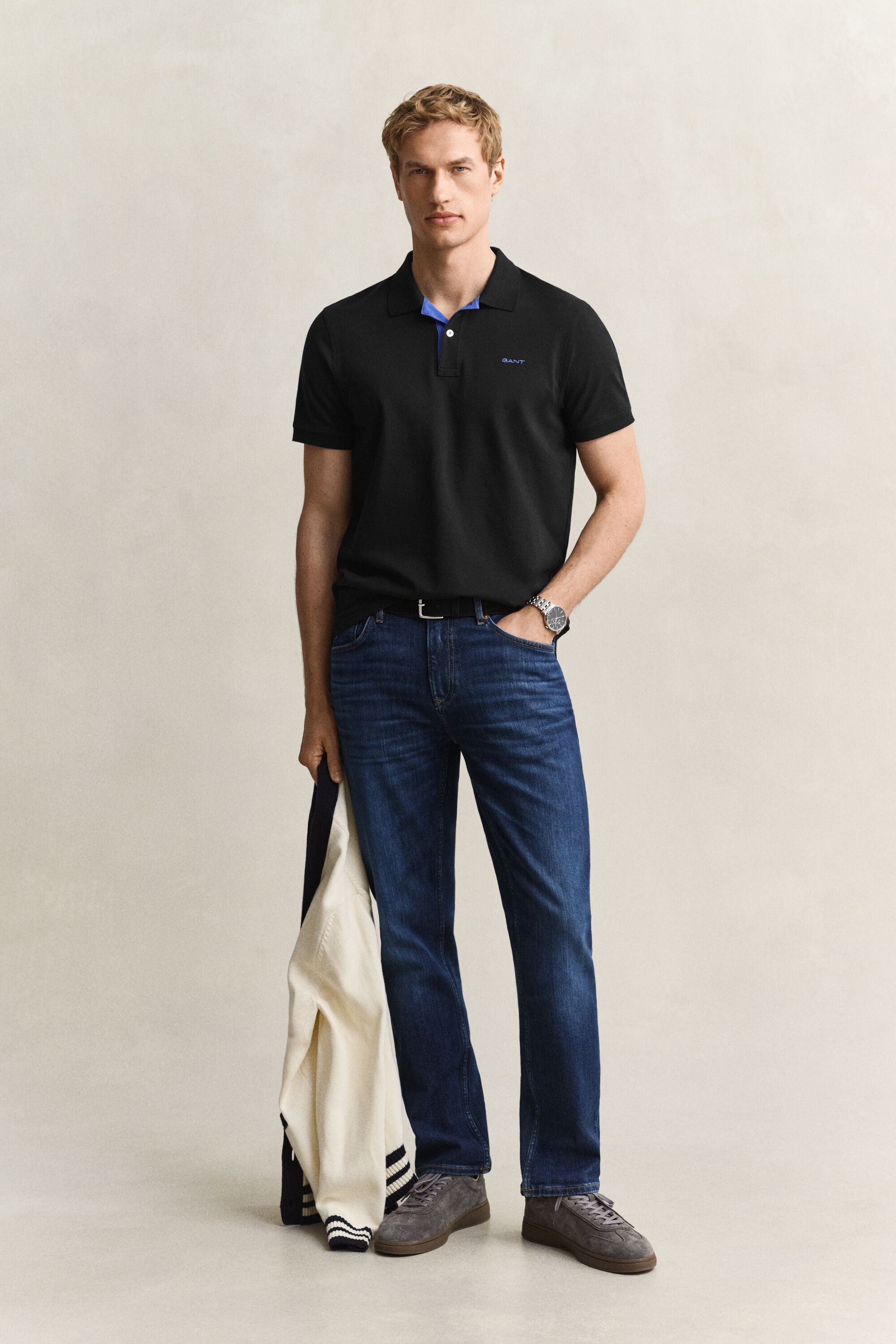 Piqué poloshirt met contrasterend detail