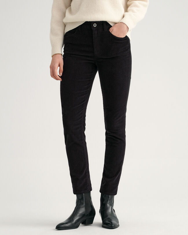 Farla Slim Fit cropped jeans van corduroy