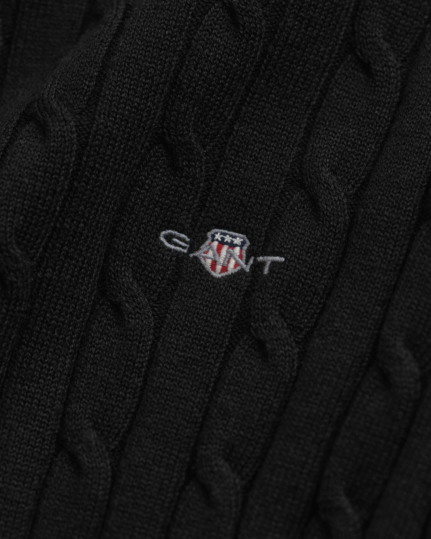 Gebreide kabeltrui met ronde hals van stretchkatoen