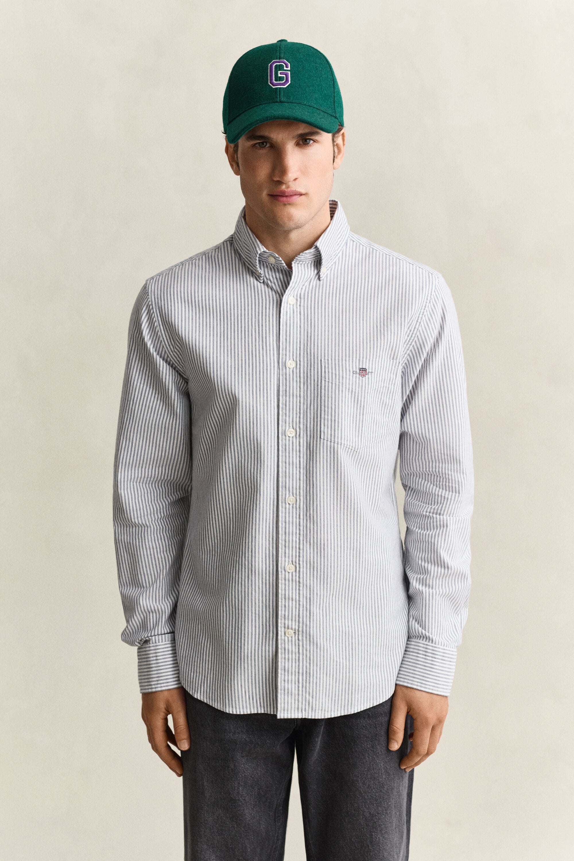 Classic Regular gestreept Oxford-overhemd