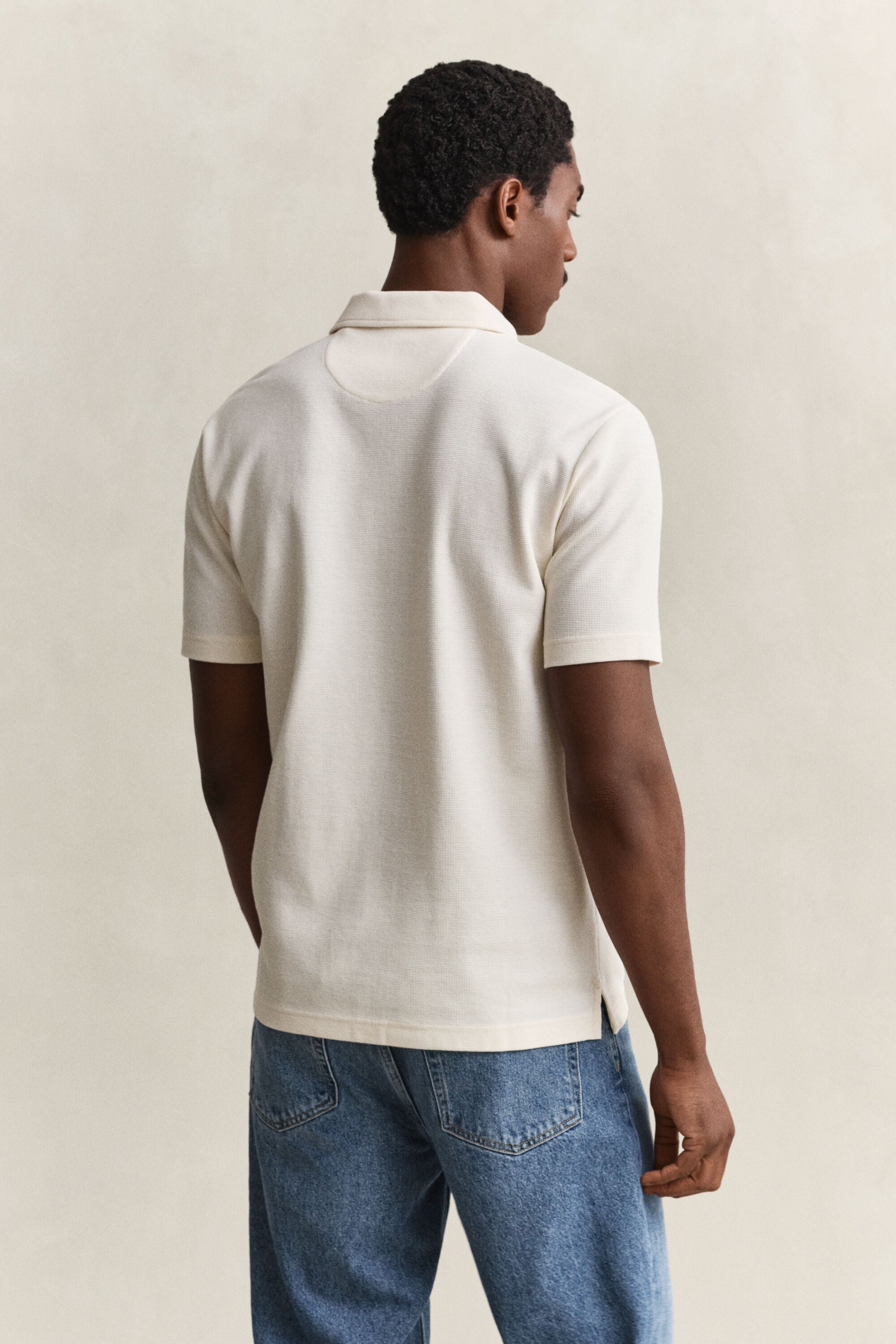 Poloshirt met gewafelde textuur