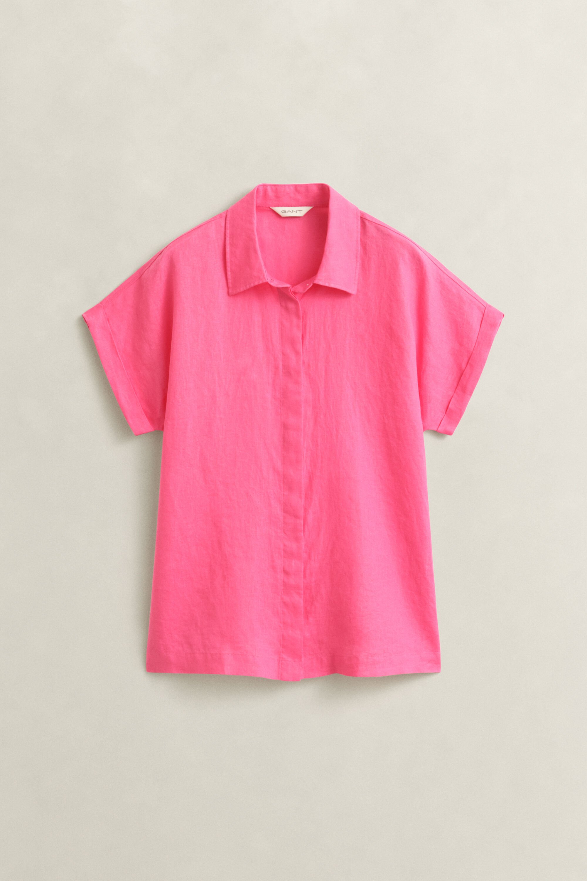 Linnen overoverhemd met kapmouwtjes