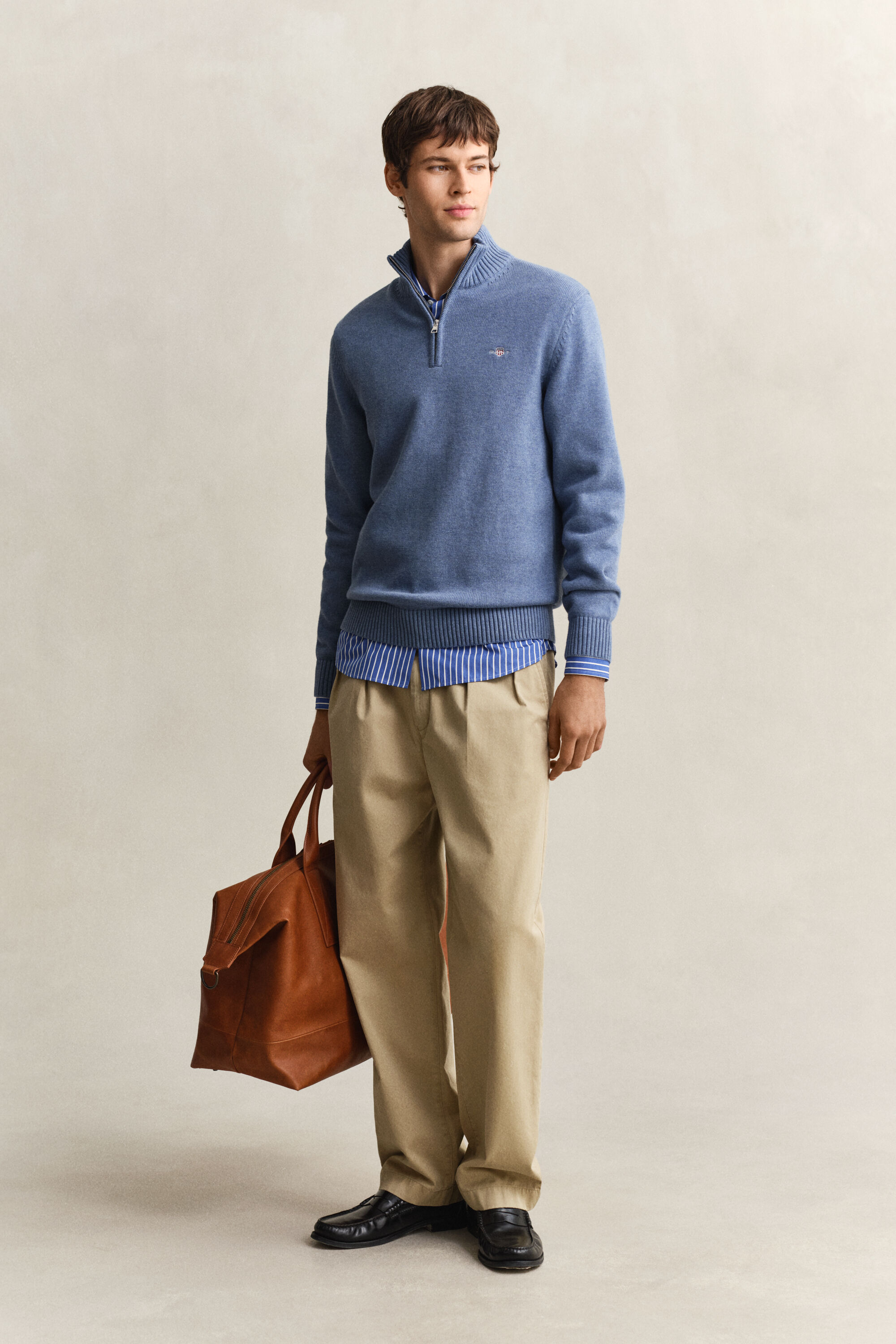 Casual katoenen trui met korte rits