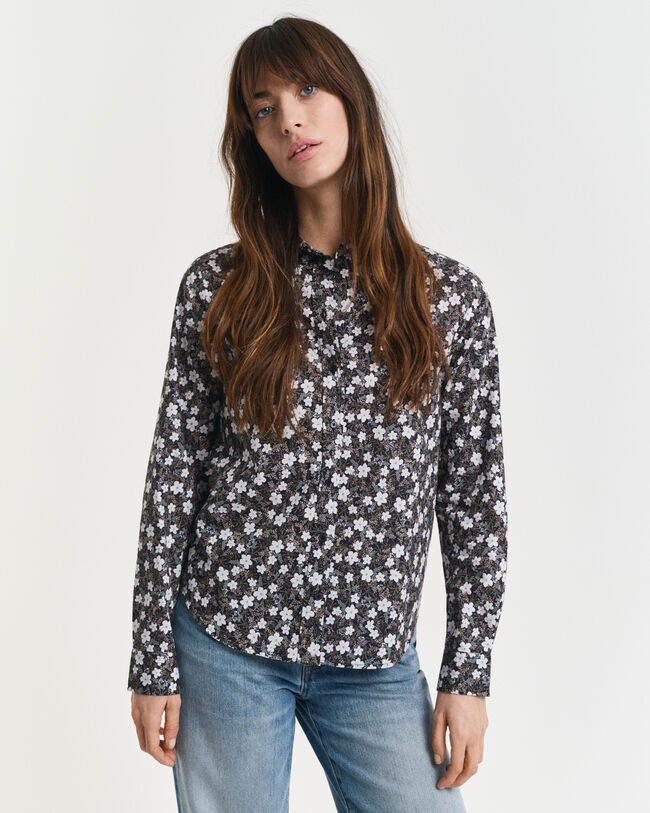 Regular Fit overhemd met bloemenprint van katoenvoile