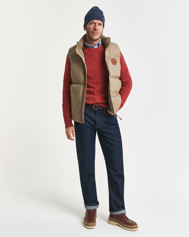 Lamswollen kabeltrui met ronde hals