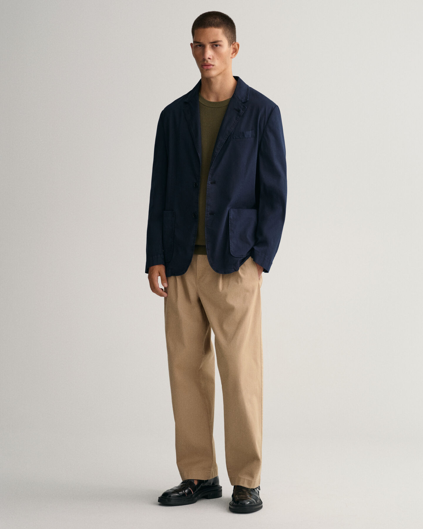 Katoenen Textured sweater met ronde hals