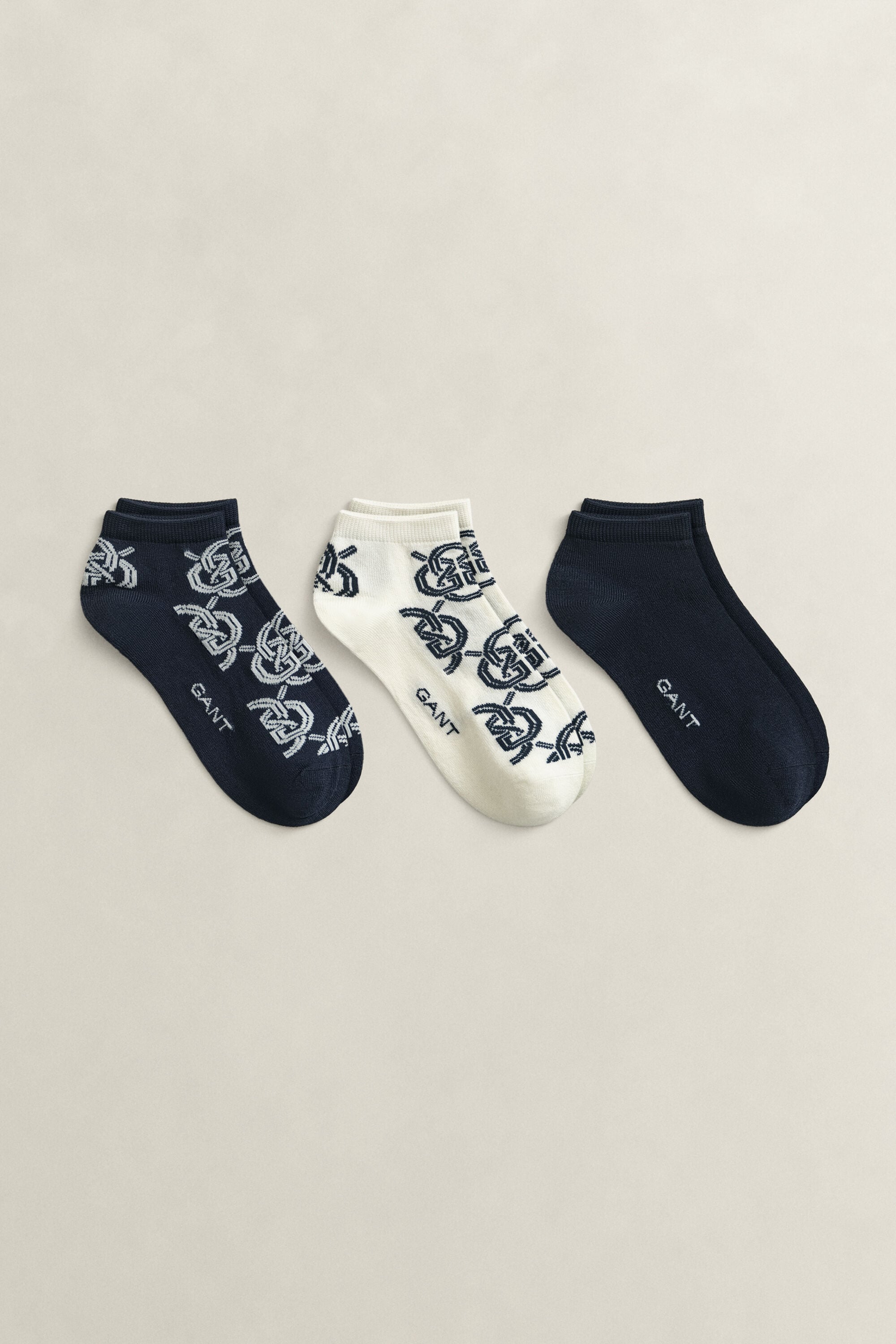 Set van drie paar Monogram enkelsokken