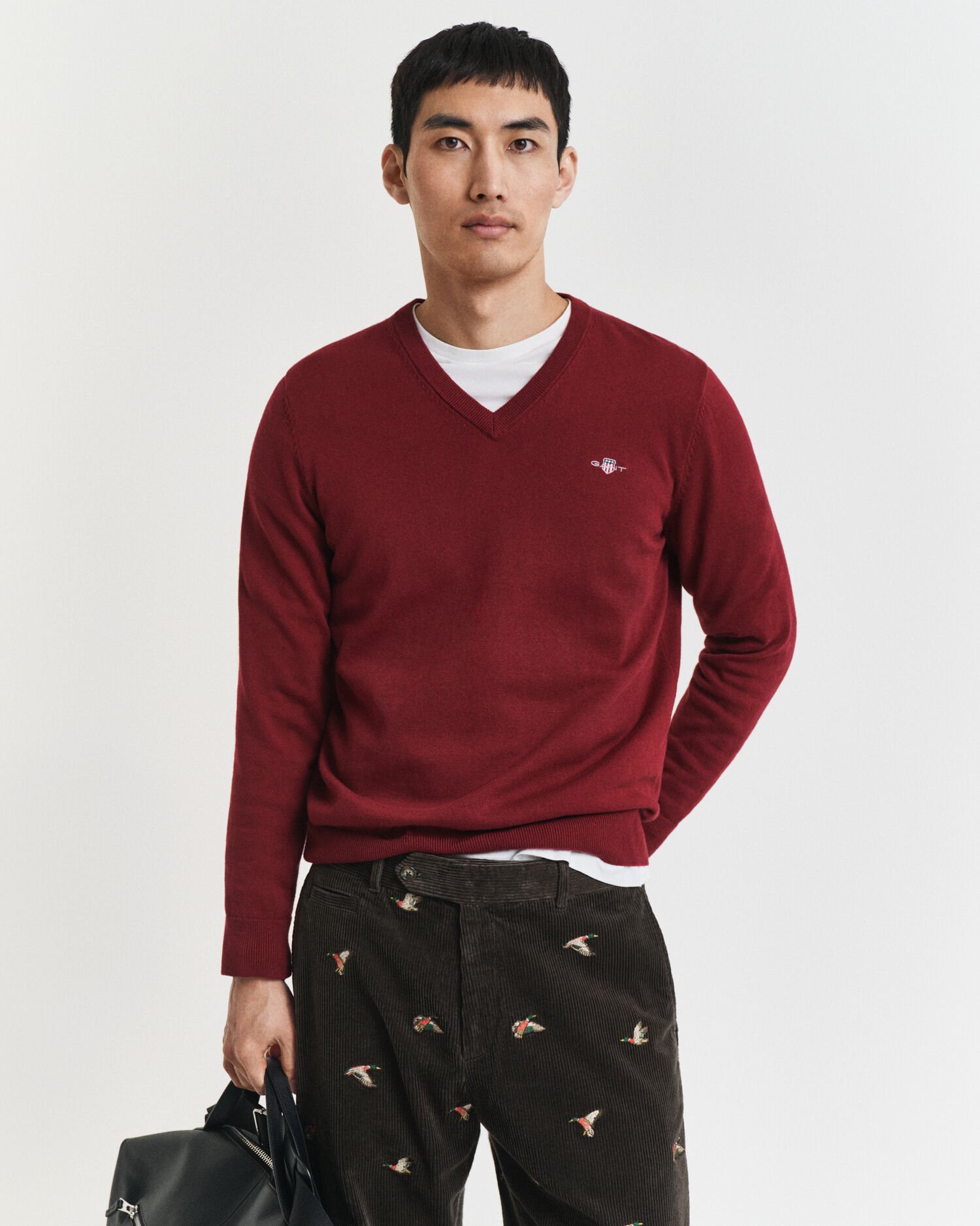 Klassieke sweater van katoen met V-hals