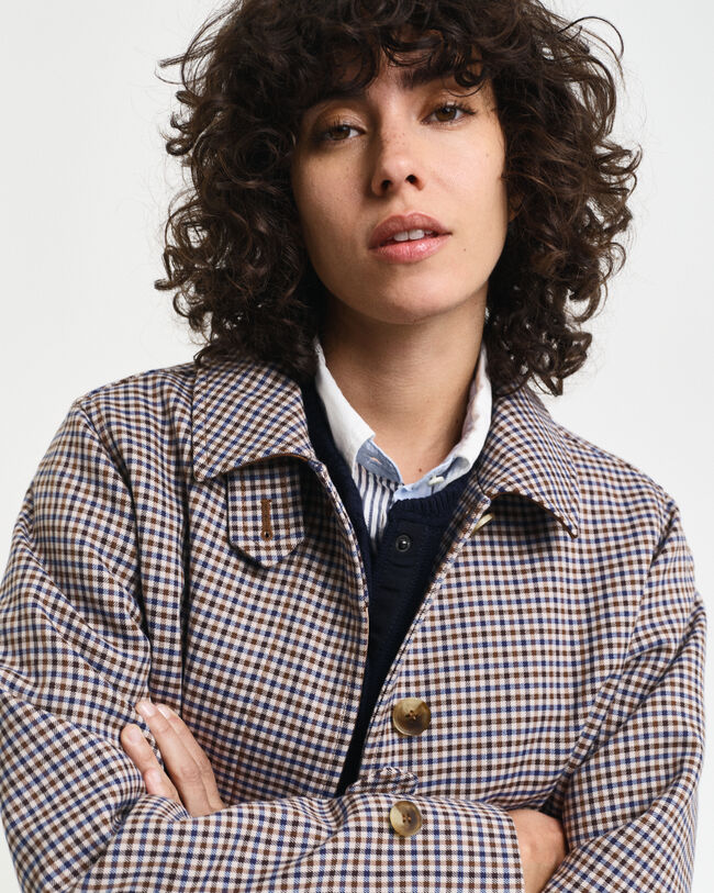 Car Coat met kleine ruitjes