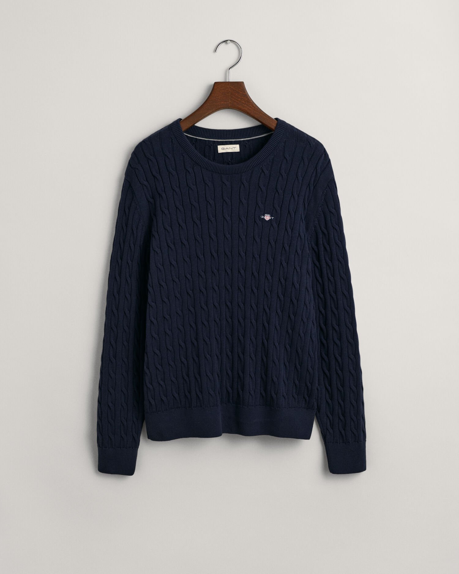 Teens Shield katoenen gebreide kabeltrui met ronde hals