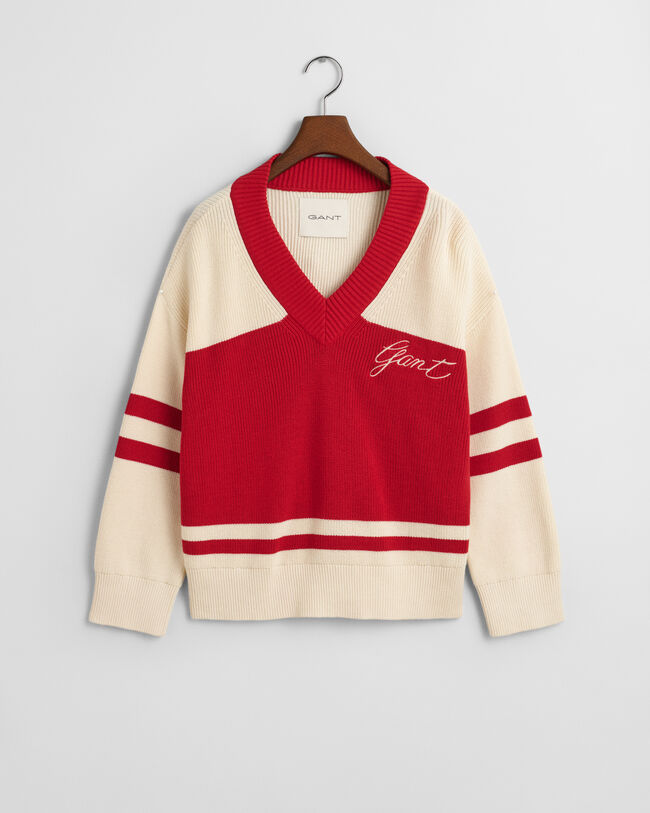 GANT Varsity sweater met V-hals van katoen