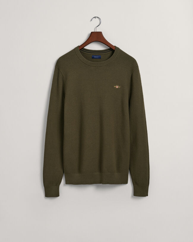 Katoenen Textured sweater met ronde hals