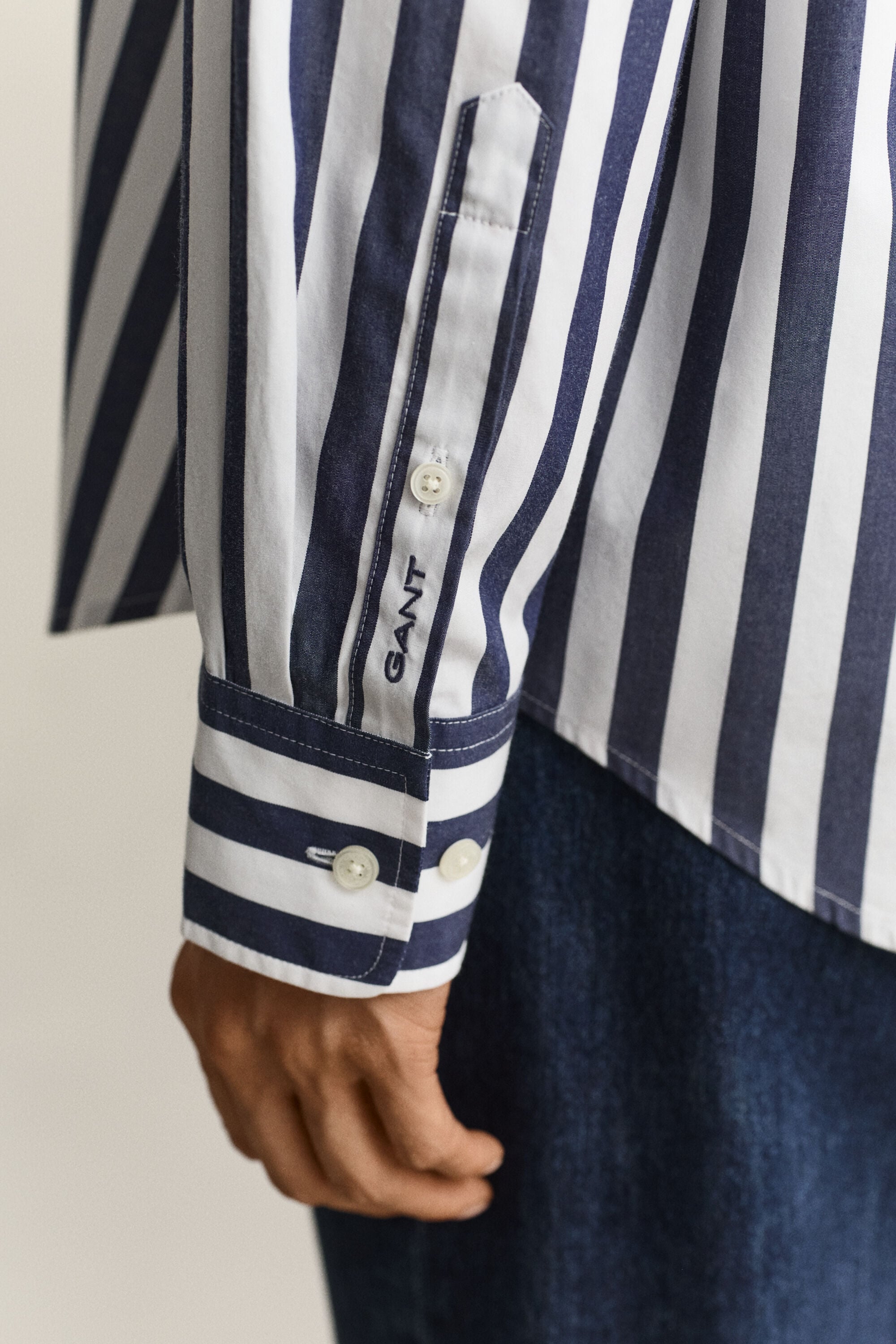 Relaxed fit poplin overhemd met strepen