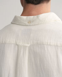 Regular Fit Textured overhemd met korte mouwen van katoen en linnen