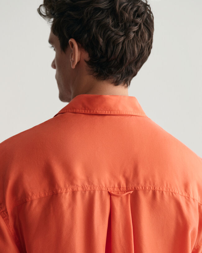 Relaxed Fit Washed Silk overhemd met korte mouwen