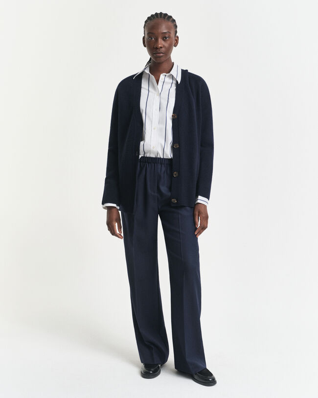 Broek met elastische taille van wolmix