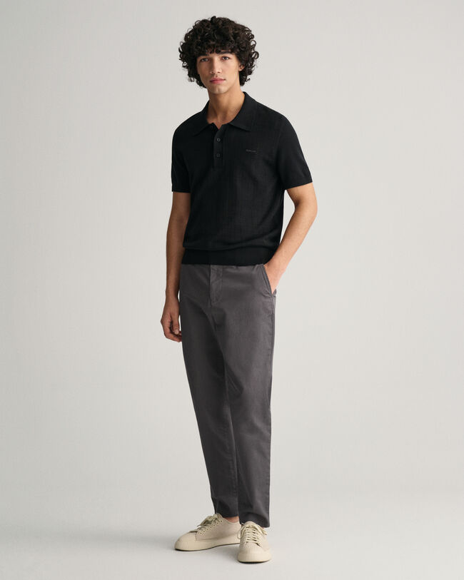 Polosweater met pointelletextuur