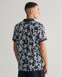 Palm Lei Print piqué poloshirt