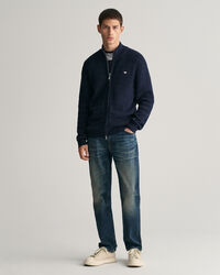 Textured gestreept katoenen vest met ritssluiting