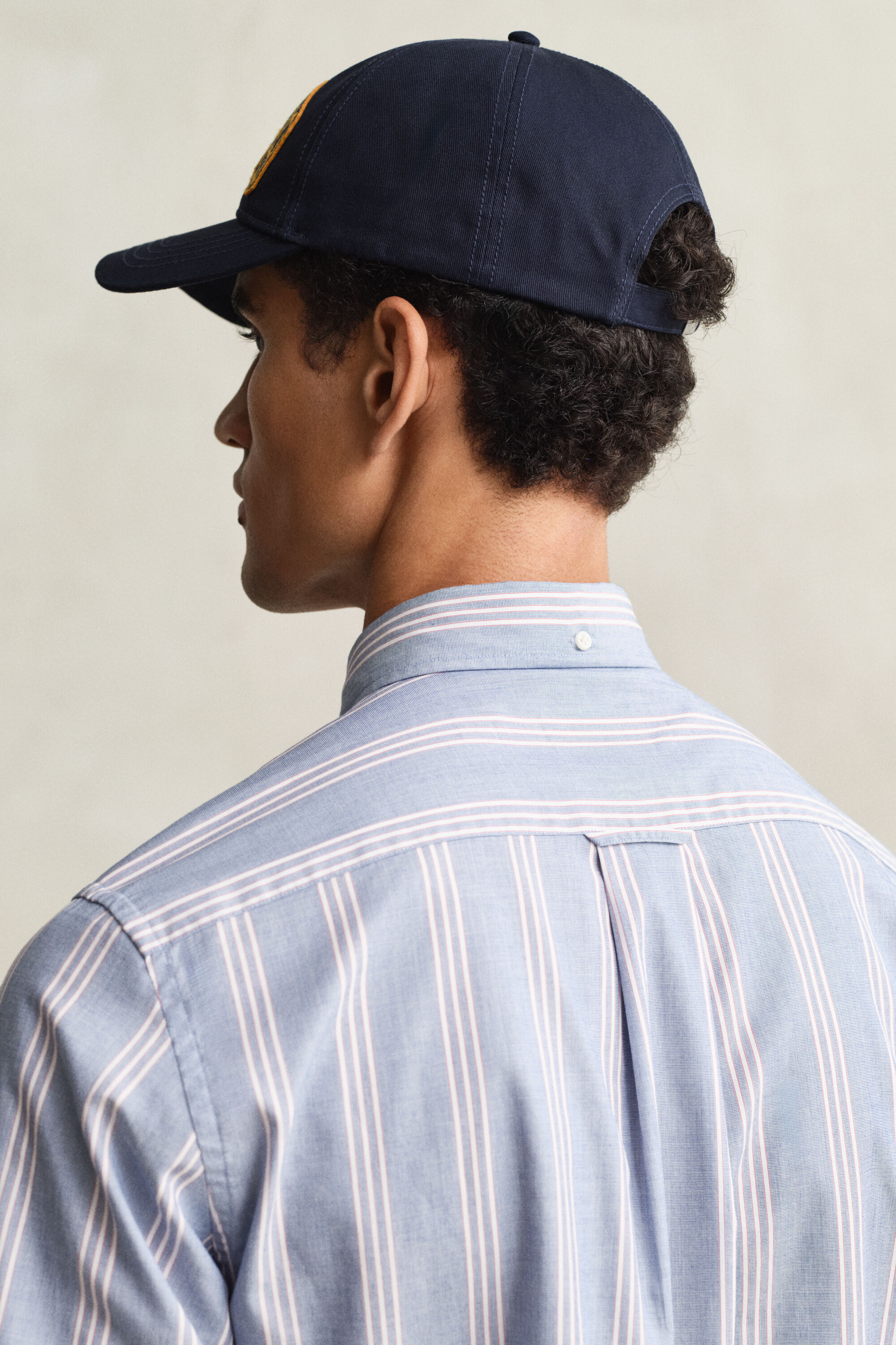 Regular Fit fil-à-fil poplin overhemd met strepen