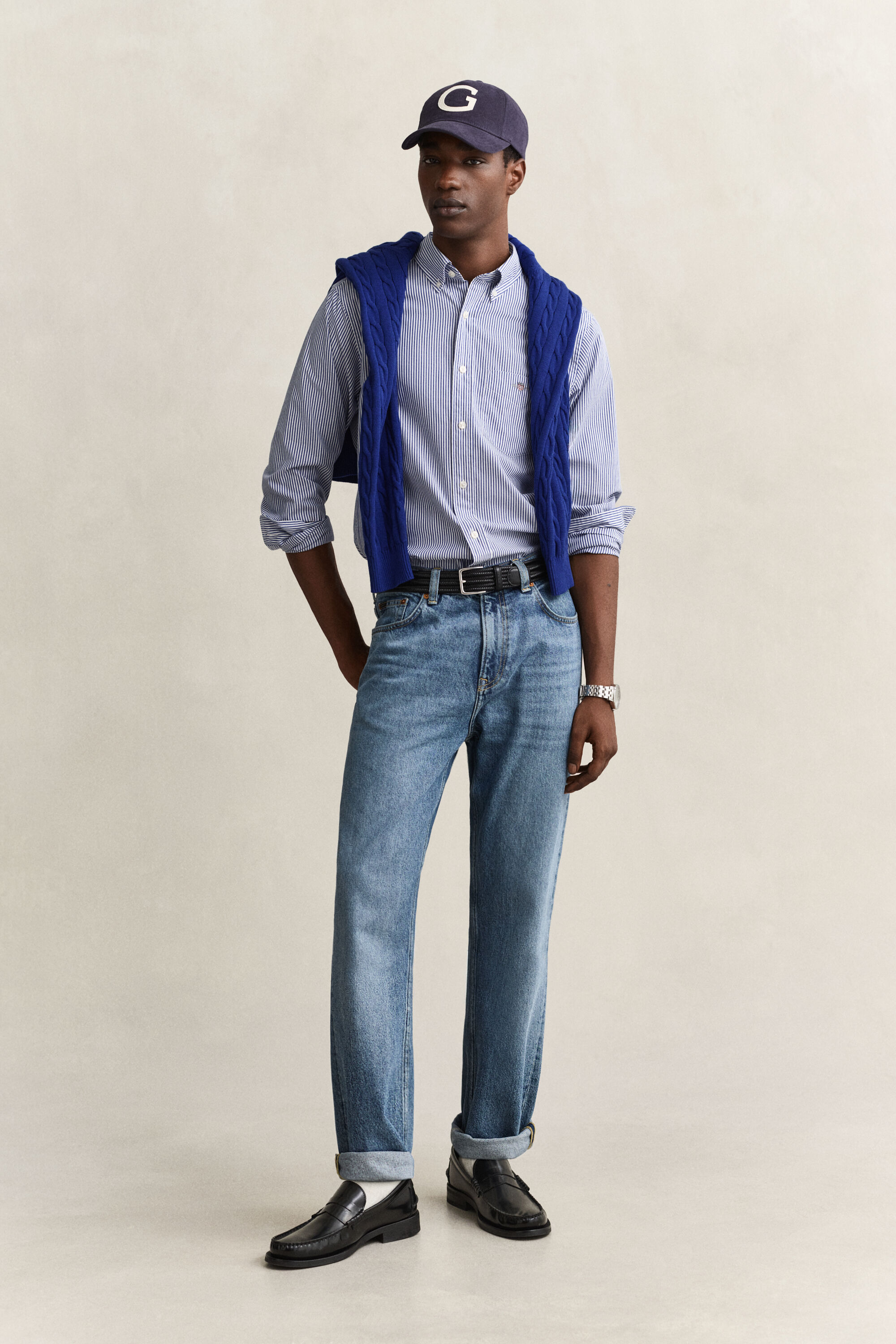 Classic Regular gestreept poplin overhemd
