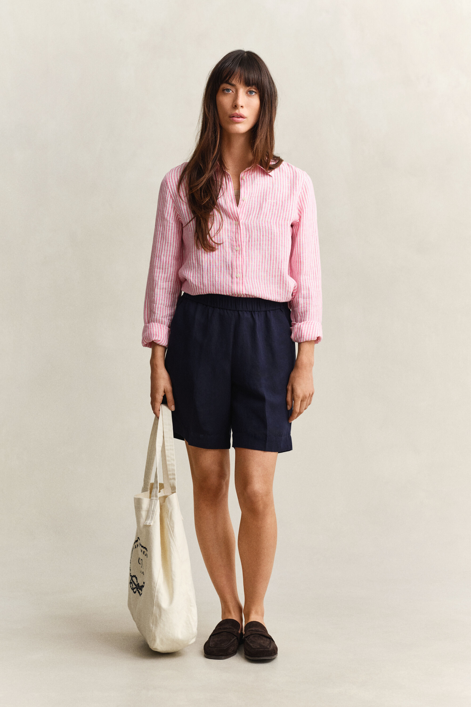 Regular Fit gestreept linnen overoverhemd