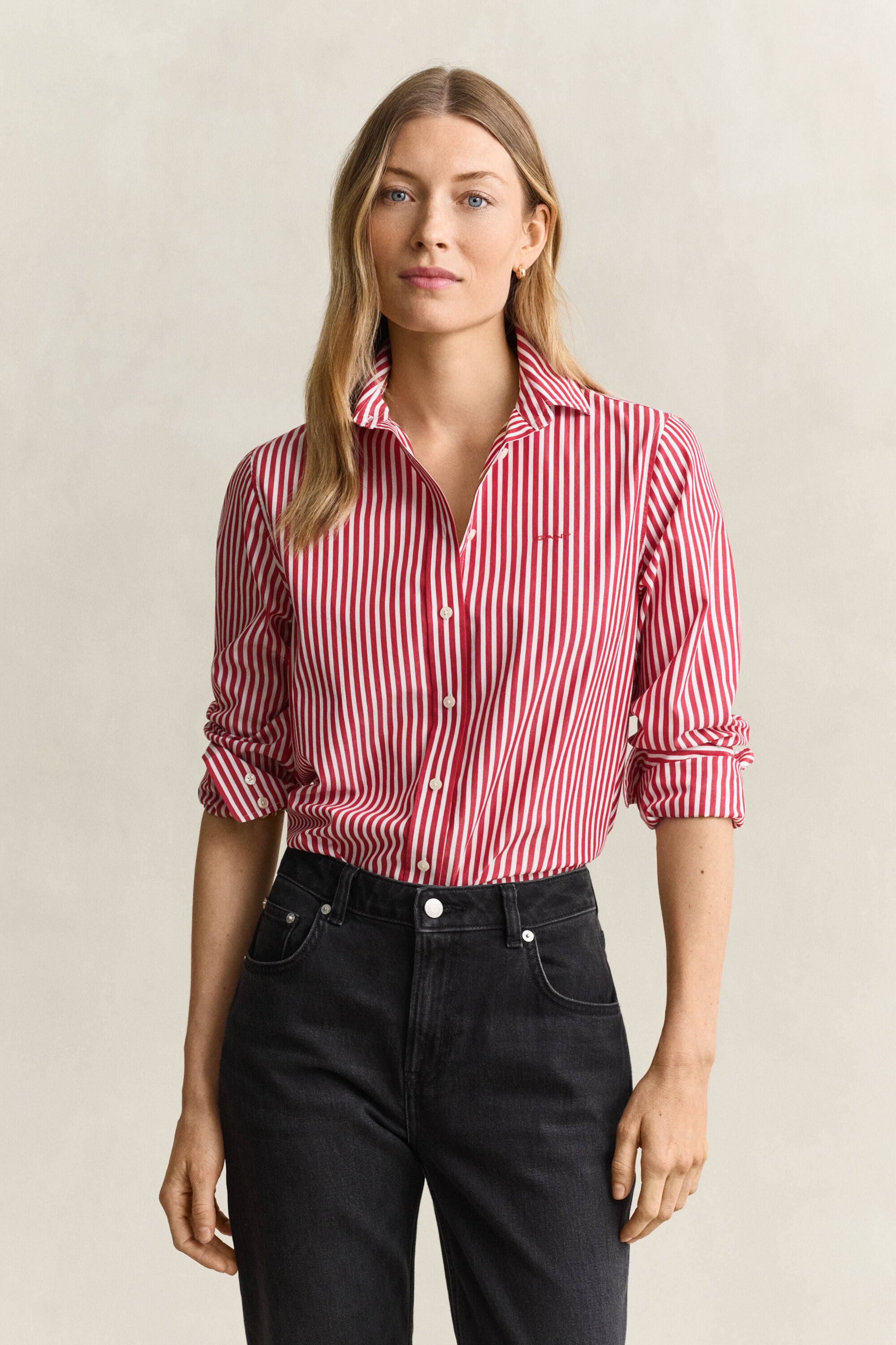 Classic Regular gestreept poplin overhemd