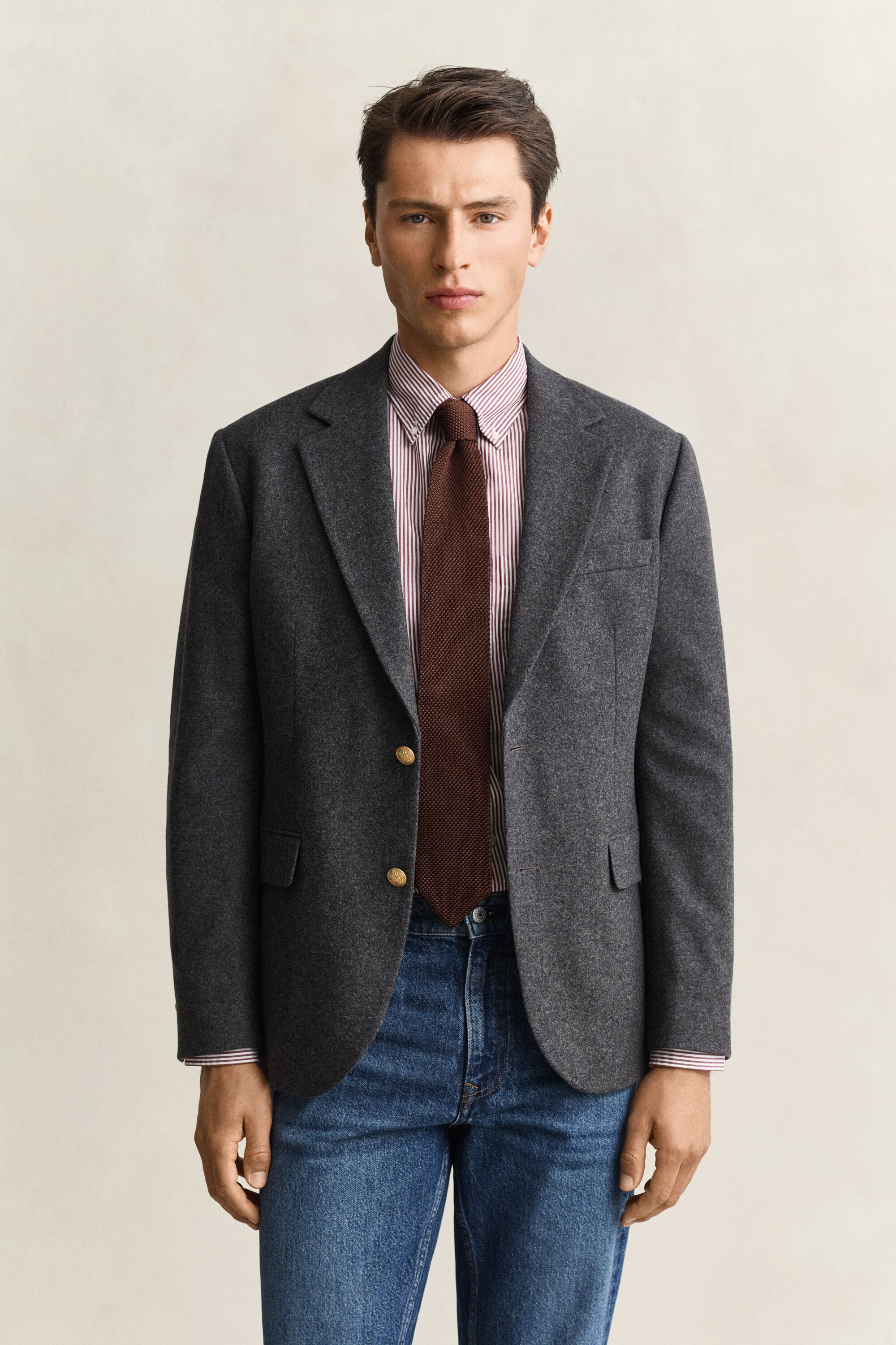 Club blazer van wollen flanel
