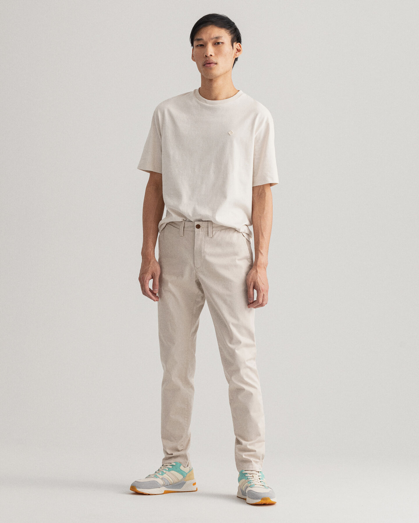 Hallden Slim Fit chino van keperstof