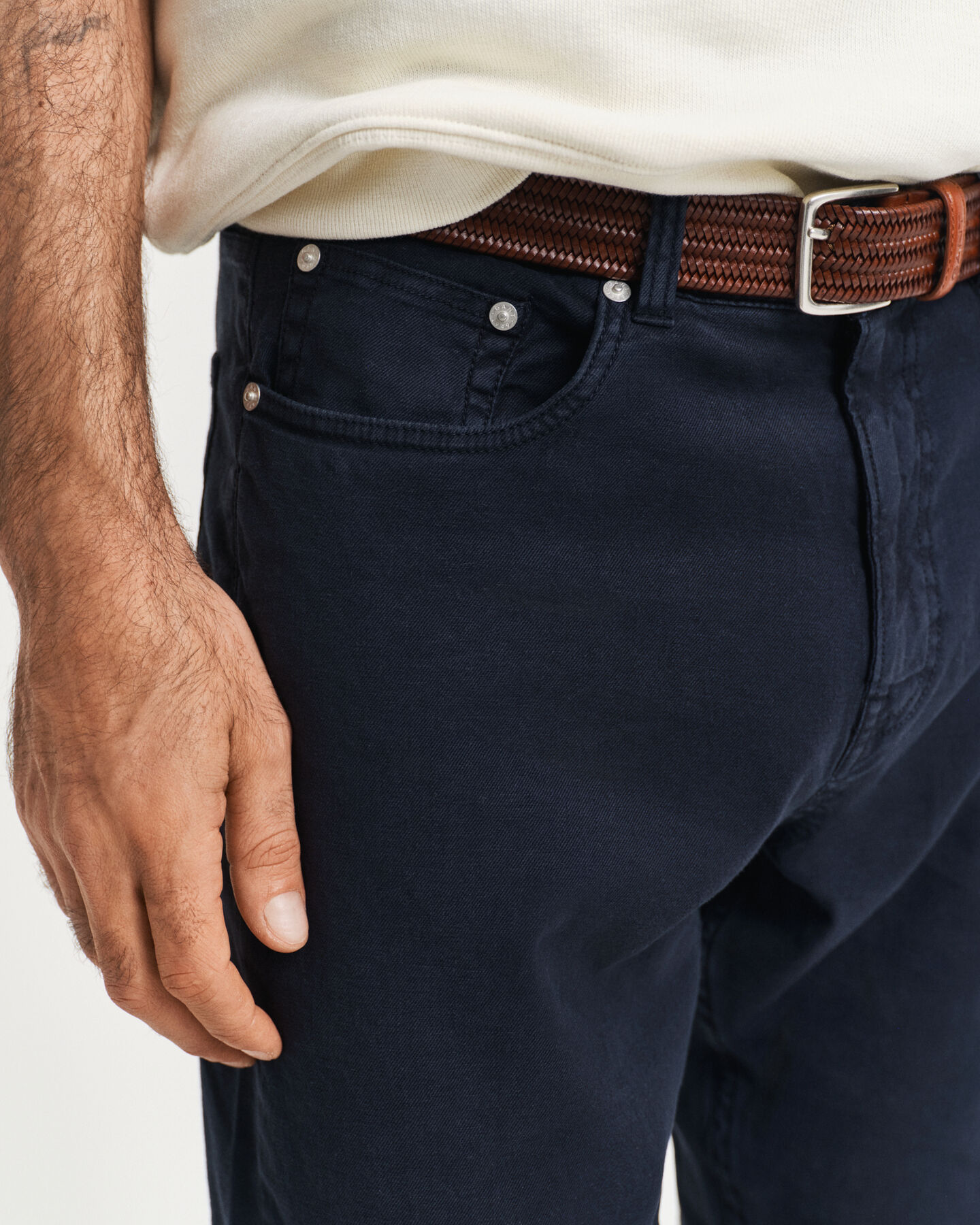 Regular Fit jeans van katoen en linnen