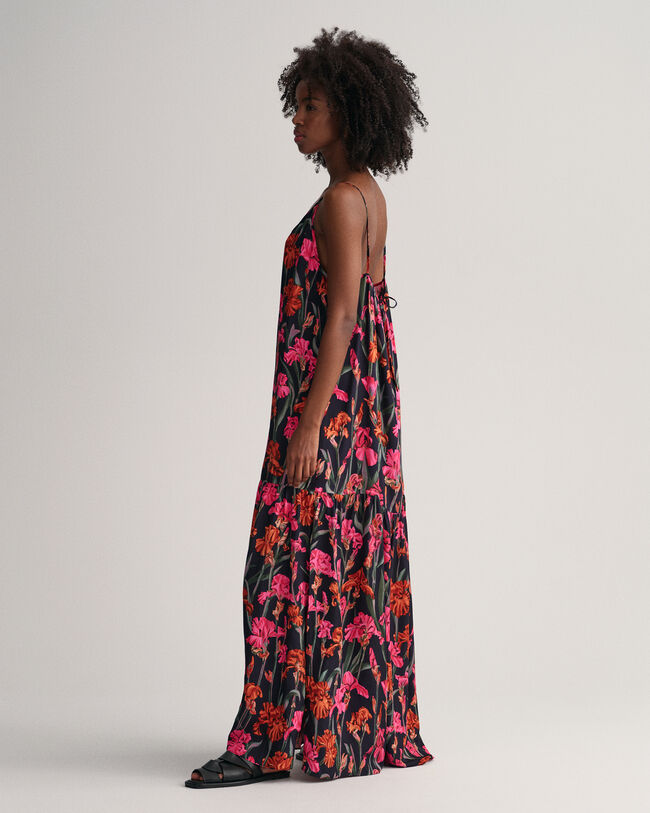 Maxi-jurk met spaghettibandjes en print