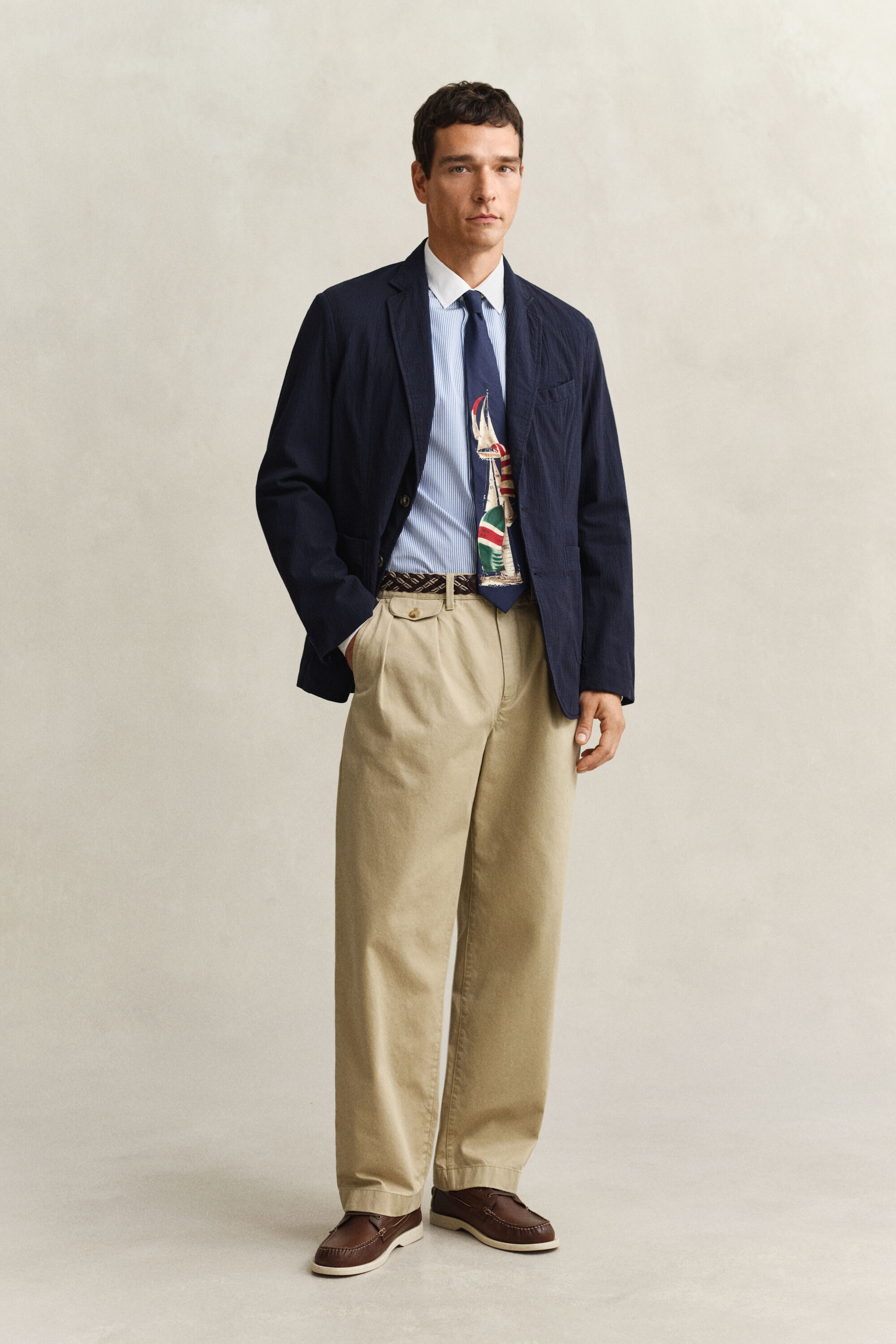 Blazer van seersucker