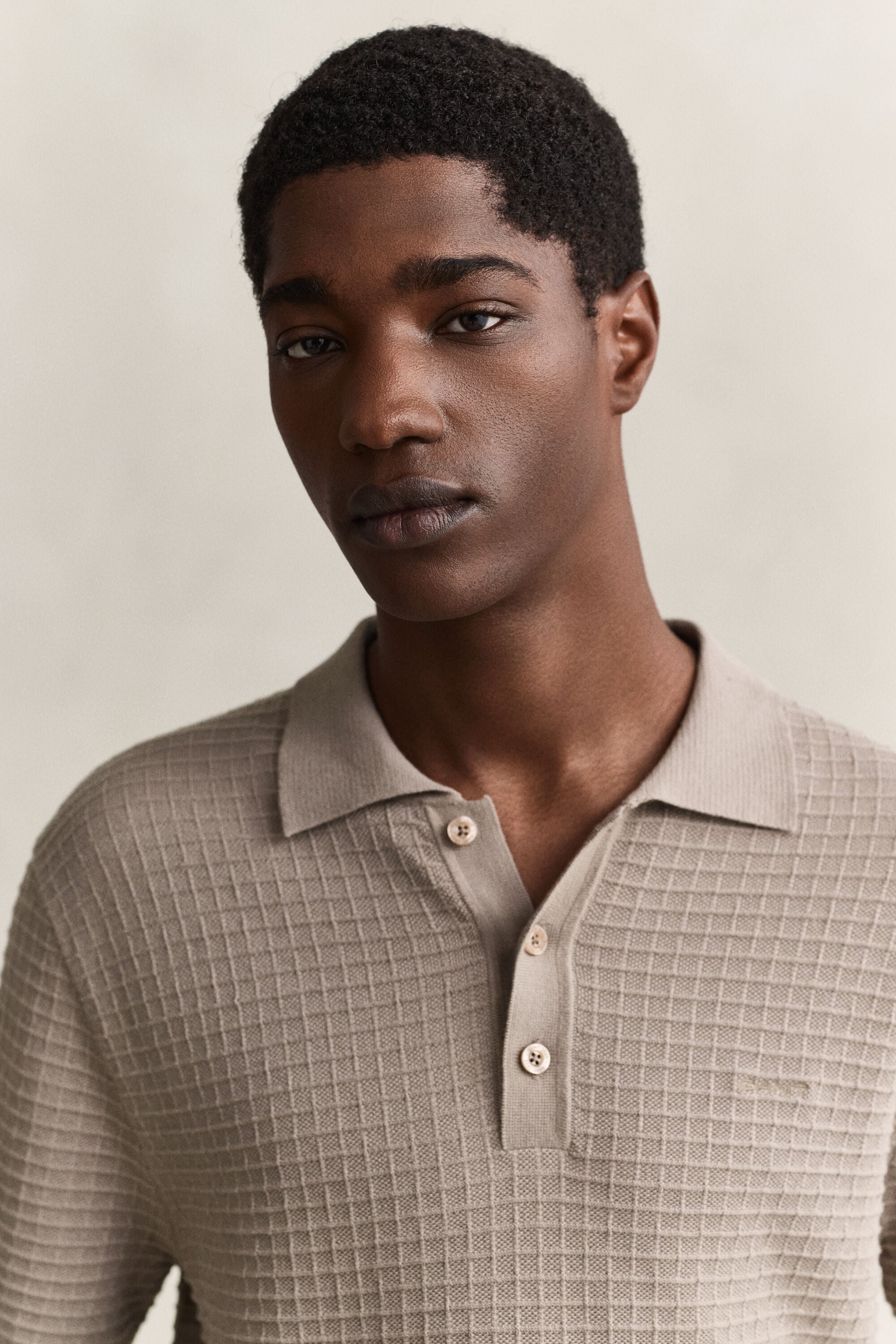 Polosweater met textuur