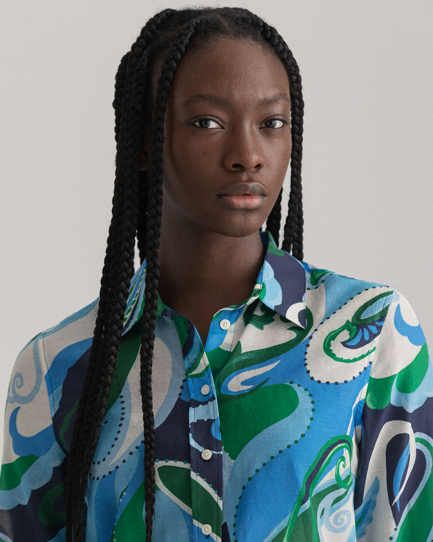 Regular Fit Paisley blouse van katoenzijde