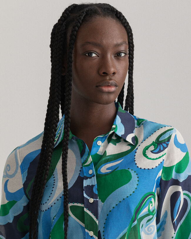 Regular Fit Paisley blouse van katoenzijde