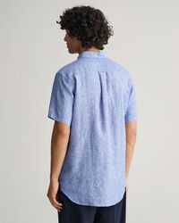 Regular Fit linnen overhemd met korte mouwen